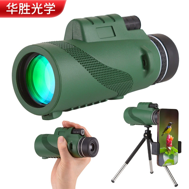 Зеленая кожа с точечным монокулярным телескопом HD с высоким разрешением 80X100 мобильный телефон для фотосъемки на открытом воздухе портативный микро-свет ночного видения внешней торговли