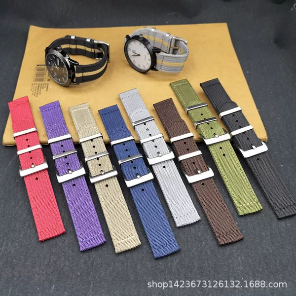 Wholesale of high-quality, double-layered nylon watch straps, suitable for smartwatches, in sizes 18, 20, and 22 mm