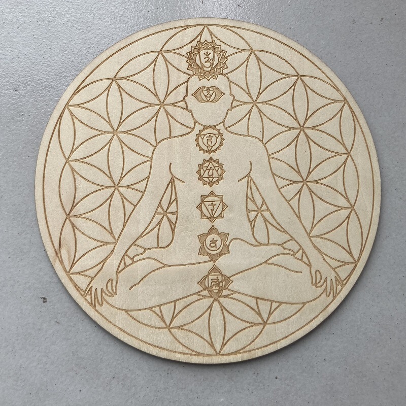 生命之花五芒星维京如尼符号水晶阵七脉轮能量木质餐垫祭坛摆件 图 4