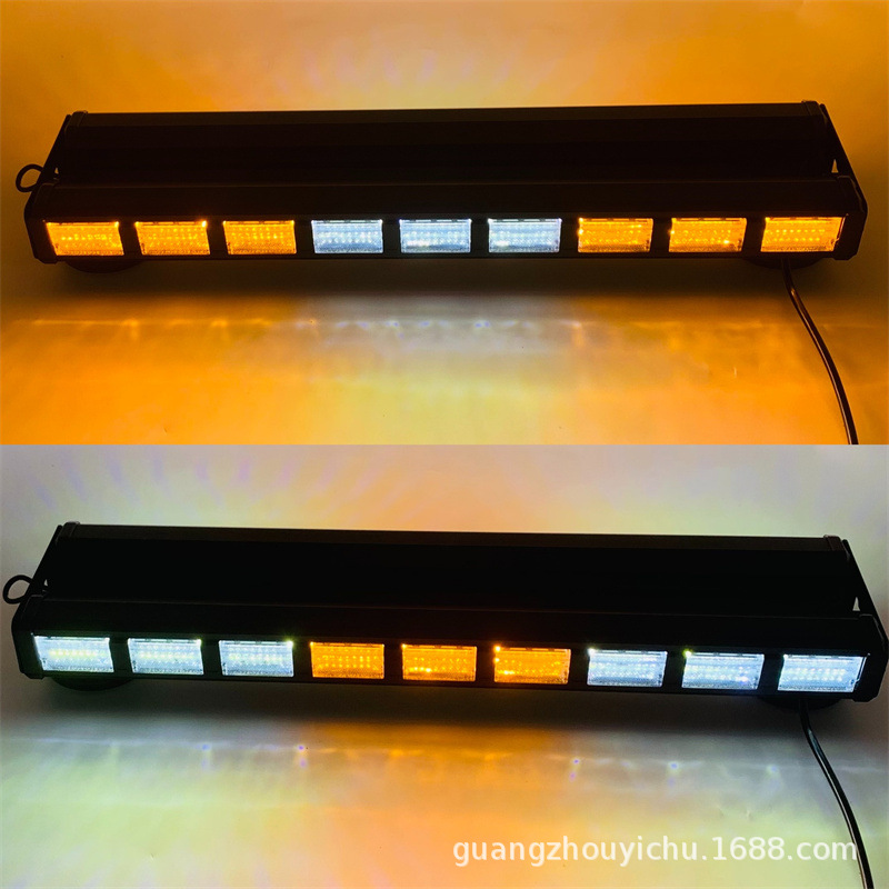 162Led Double Row Color Changing Strobe Light 360 ° Surrounding Light, Engineering Vehicle Warning Light, Ceiling Bar Light, Magnet Type