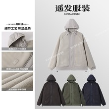 遥发服装【双面云朵绒感拼接连帽棉服冬季情侣休闲百搭外套58606