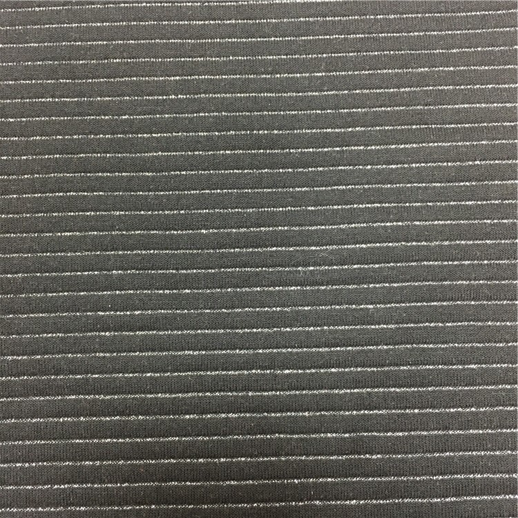 供应TR银丝隔层夹棉条纹提花布