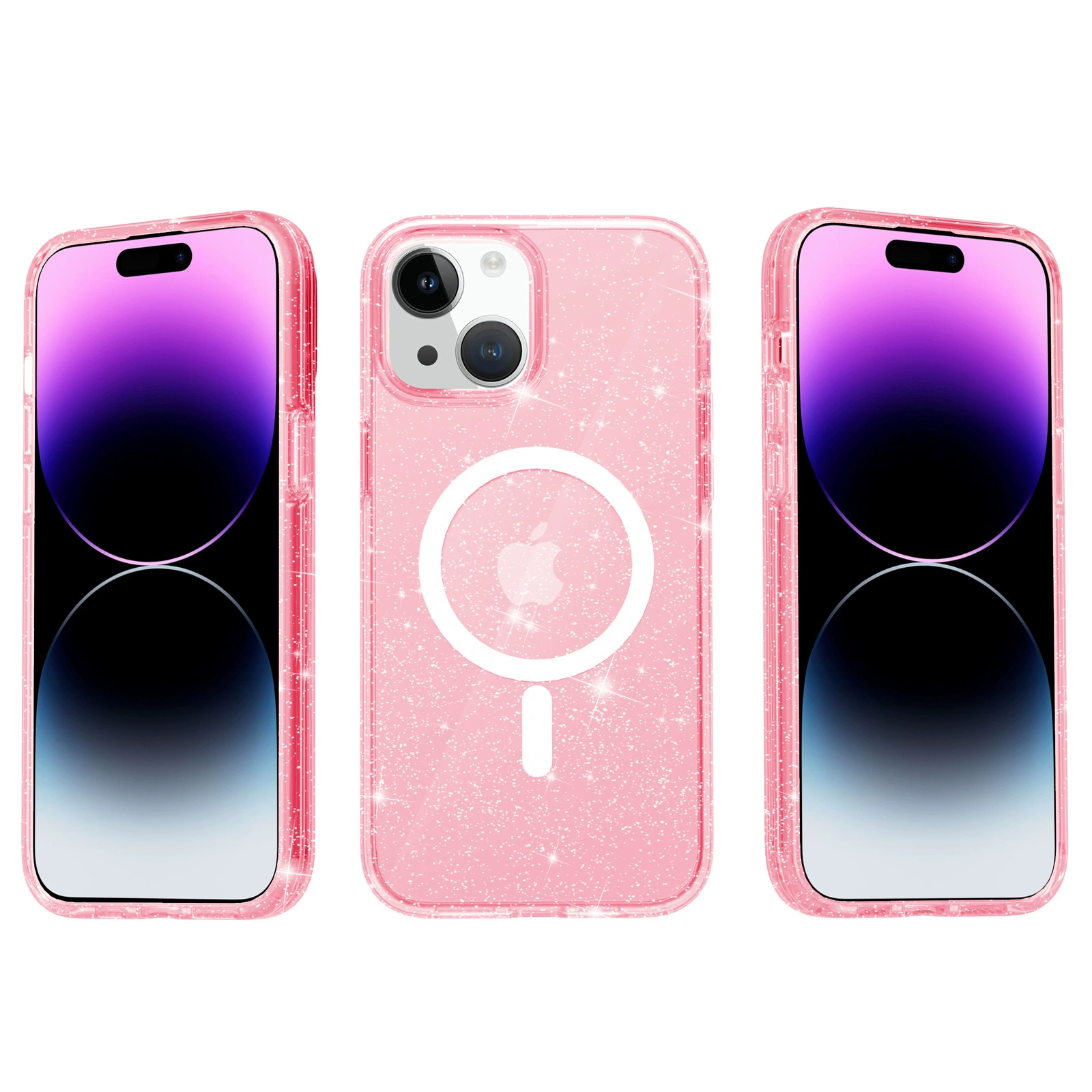 Чехол для телефона (Apple) iPhone 11–17 совместимый, прозрачный блеск, магнитный и защита от падения