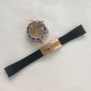 GMT rose gold case 316L steel 40mm extra large mirror Blue treasure silicone strap suitable for NH35/36 movement