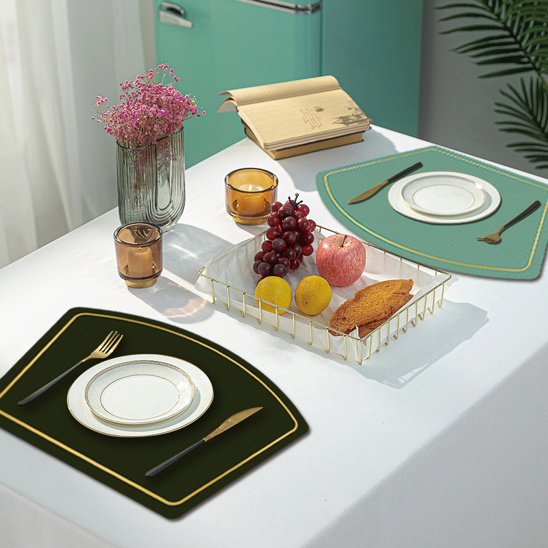 PU Leatherwear Plate mat non-slip Insulation pad Mat Western pad Cup mat Two-sided Table mats waterproof Anti-oil