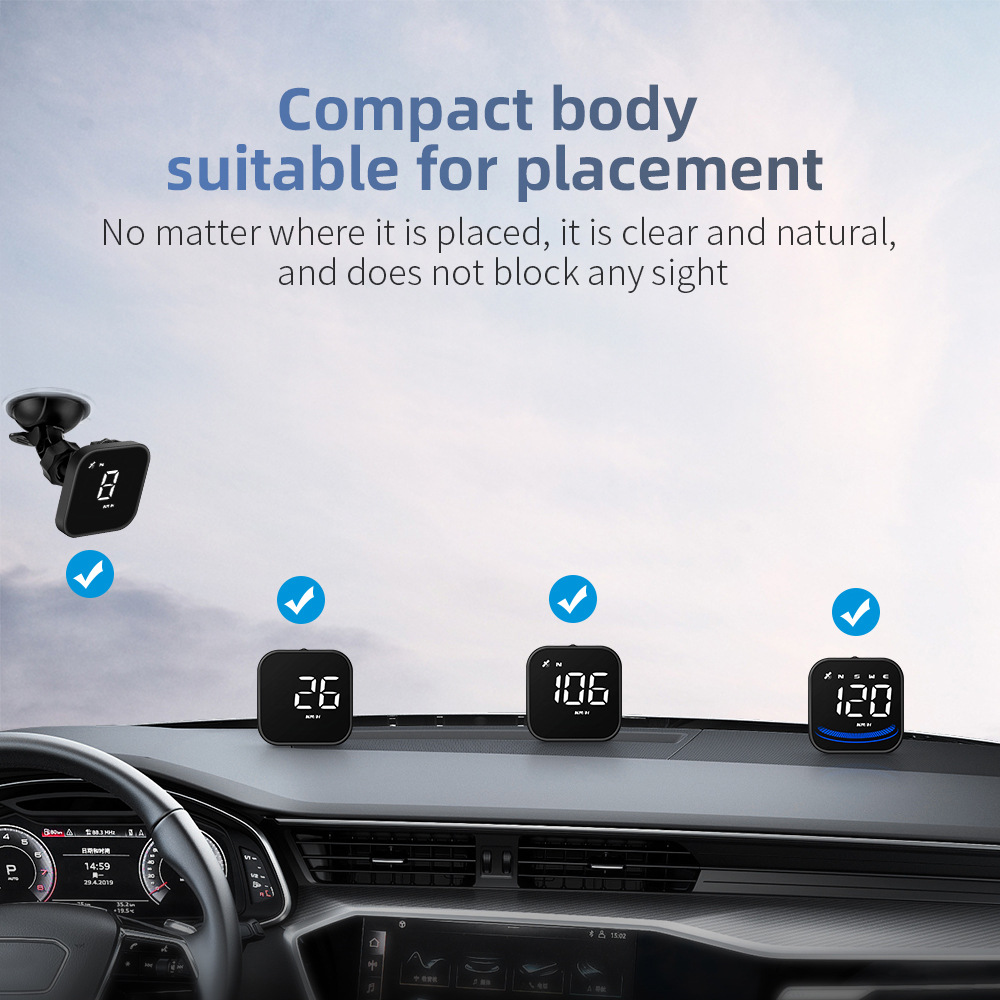 Car Head-Up Display Universal Hud Vehicle Gps Speedometer Speed Measurement Compass High-Definition Smart Display