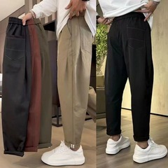 春と秋の新作メンズルーズストレートパンツ、韓国風ファッショントレンドの小脚パンツ、多用途カジュアルパンツ、ハーレムパンツ