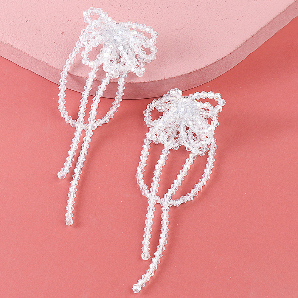 Korean Crystal Tassel Long Earrings Wholesale Nihaojewelry display picture 3