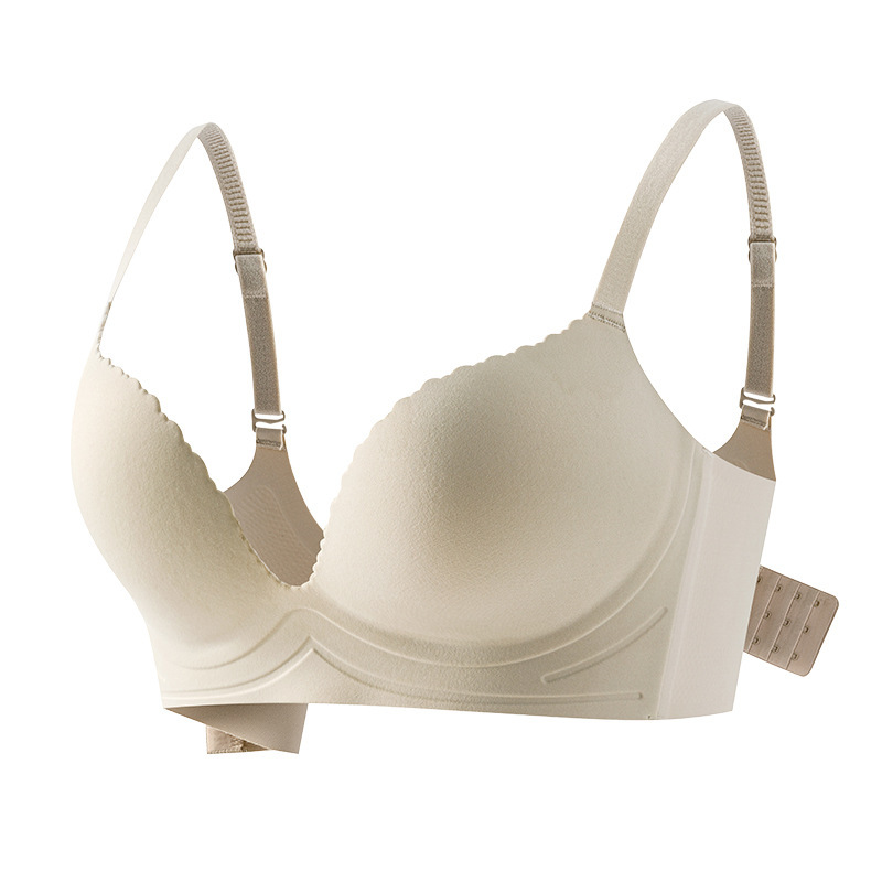 女性用の滑らかな立体花びらカップブラジャー、シームレスなプッシュアップ、小さな胸が大きく見える、サイドリフト、たるみ防止、空カップ下着|undefined
