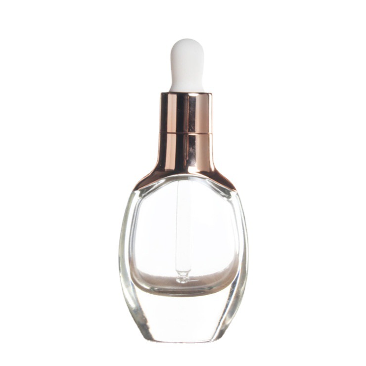 供应精华滴管瓶透明玻璃瓶精油瓶乳液瓶厚底高端透明分装玻璃瓶