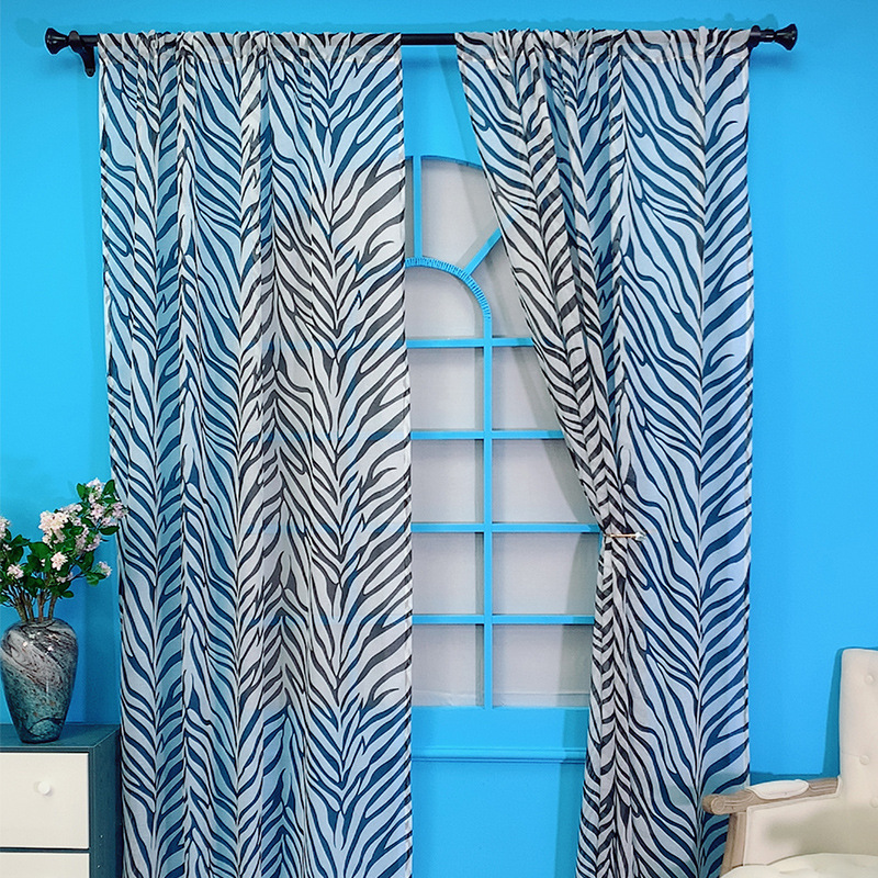 Modern Black And White Zebra Print Sheer Curtains_voghion.com