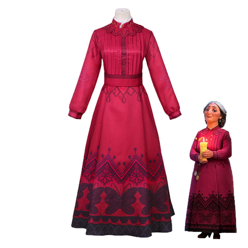 魔法滿屋cos服米拉貝外婆Abuela Alma cosplay紅色連衣裙套裝