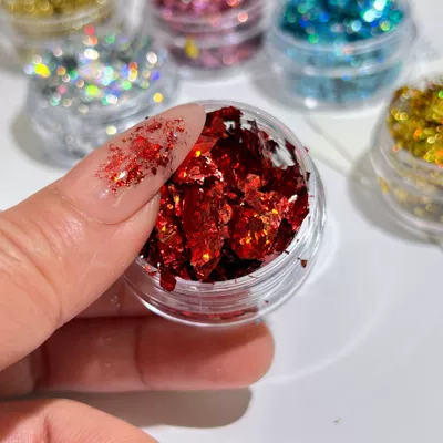 Dırnaq bəzəkləri — Foil Nail Art Jewelry Gold - laser-red-1g-canned