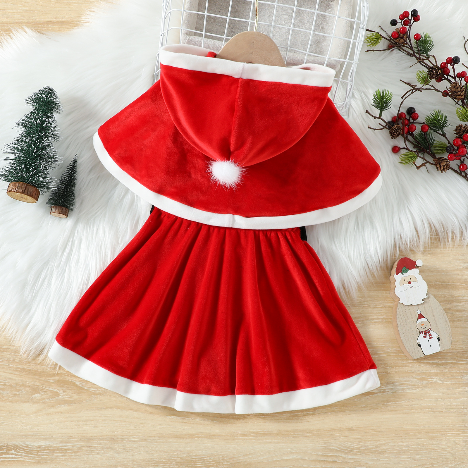 Christmas Fashion Color Block Patchwork Polyester Girls Clothing Sets display picture 4