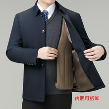 轻奢高端大牌男士棉衣秋冬加厚中老年加肥加大翻领爸爸装棉服外套