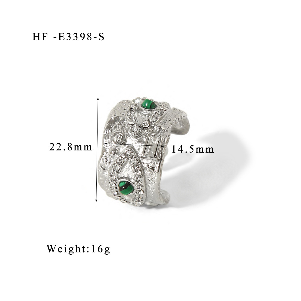 French retro 18K textura malaquita ángel ojo mano circón marca cuadrada joyería de moda pulsera abierta de lujo ligero C