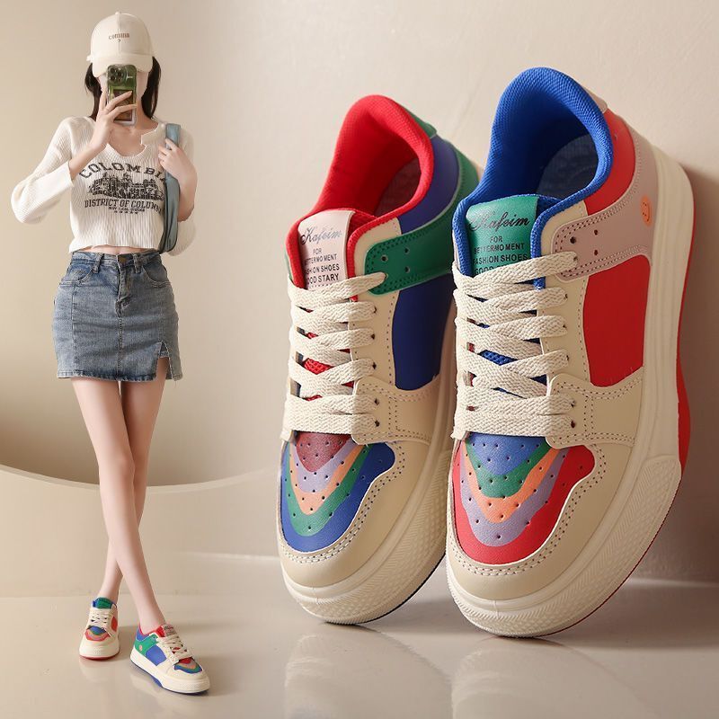 Yuan Yang Shoes Women's Popular Shoes Rainbow Women's Shoes 2025 Spring New White Shoes Internet Celebrity Casual Spring and Summer Sneakers Yuan Yang Shoes Women's Popular Shoes Rainbow Women's Shoes 2025 Spring New White Shoes Internet Celebrity Casual Spring and Summer Sneakers