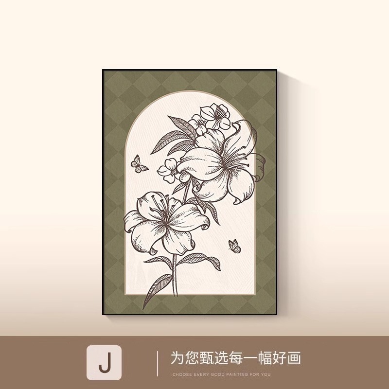 中古风柿柿如意餐厅装饰画法式客厅背景墙挂画高级感桌面摆件壁画|undefined