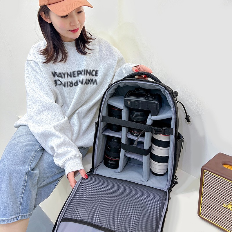 (2개) 전문 SLR 카메라 가방 캐논 니콘 어깨 드론 카메라 가방 충격 방지 하드 쉘 배낭