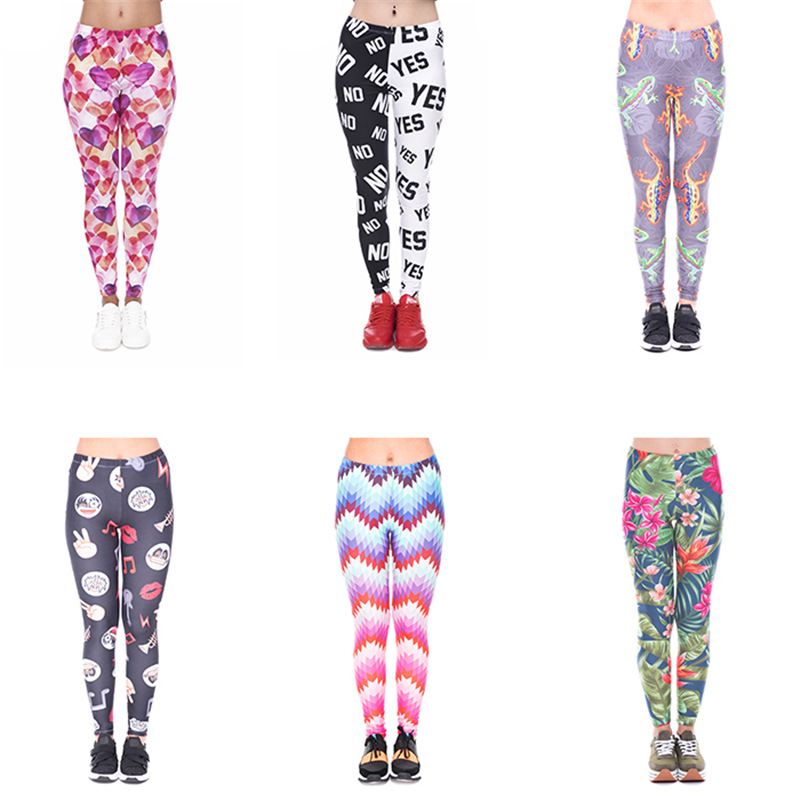 树叶民族风图腾印花九分裤高腰运动瑜伽大码打底裤女leggings外贸