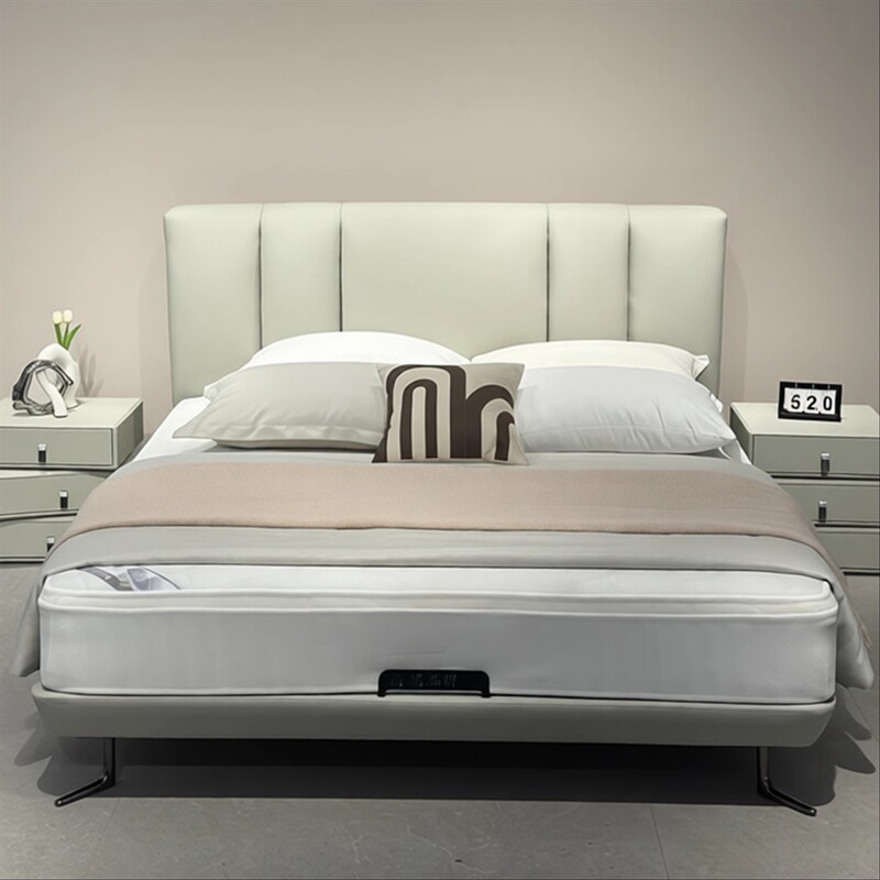 The Same Model as the One in the Physical Store, 1.8m Double Leather Bed for the Master Bedroom, with Soft Upholstery, High-End and Elegant, Cream-Style Imported Cowhide Bed The Same Model as the One in the Physical Store, 1.8m Double Leather Bed for the Master Bedroom, with Soft Upholstery, High-End and Elegant, Cream-Style Imported Cowhide Bed