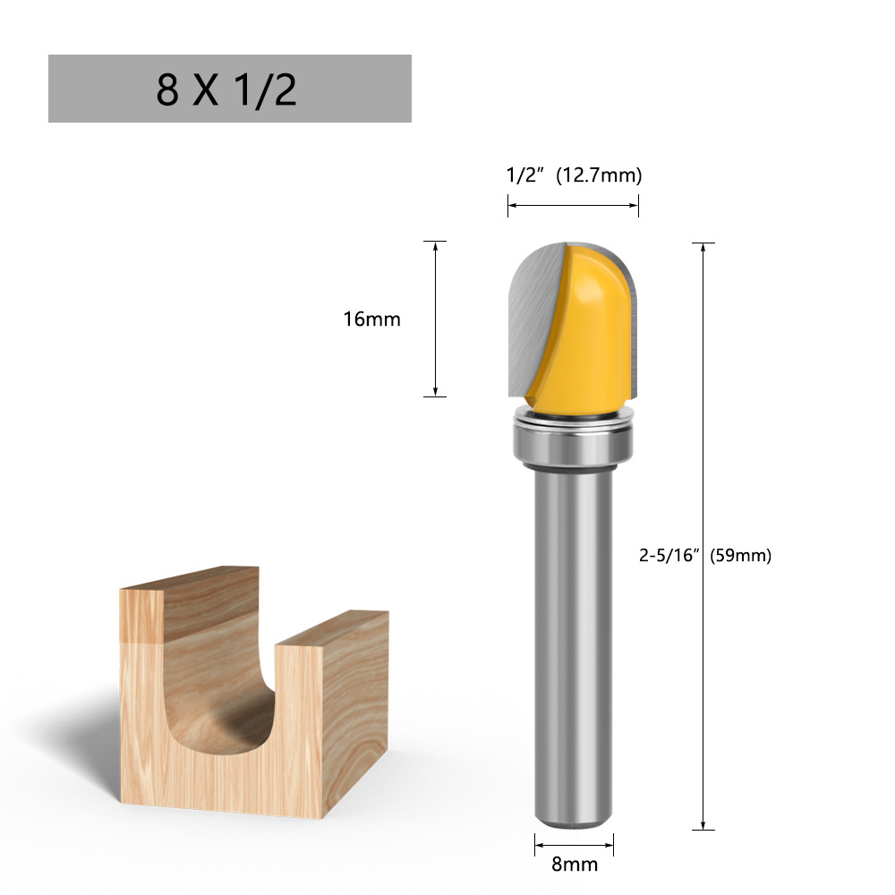 8-MANGO imitación profundo redondo inferior cuchillo baquelita fresado redondo inferior lineal cuchillo máquina de grabado ojo de la cerradura cuchillo carpintería fresado cortador de tres piezas conjunto
