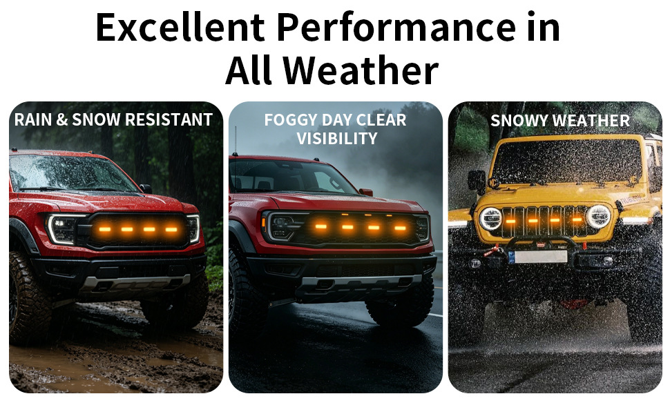 Car front grille LED yellow light, universal clip-on adhesive type, 18 LED grille light
