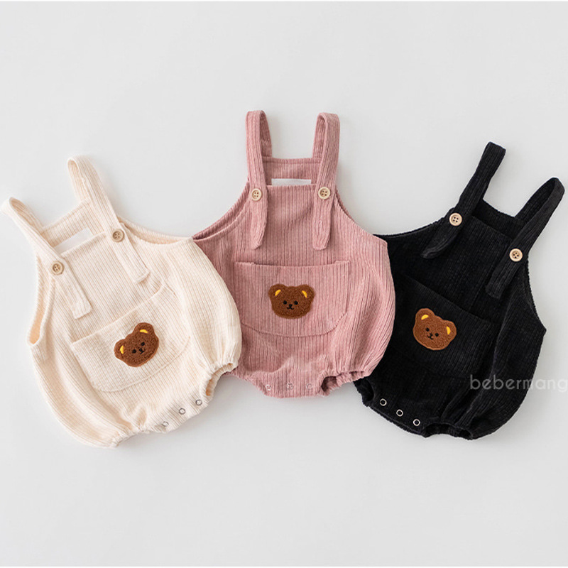 Estilo coreano niños y niñas recién nacido suspender romper ins oso infantil bordado triángulo mameluco PANA corto mameluco