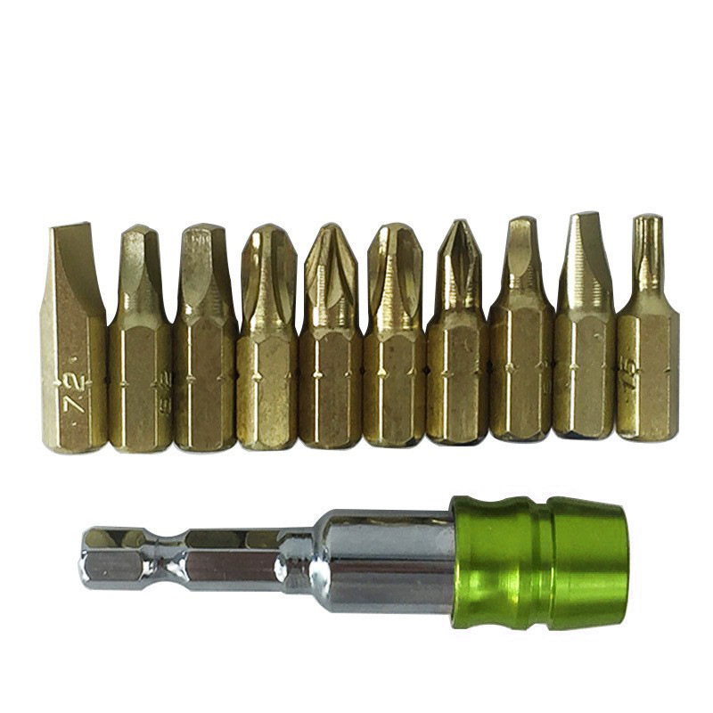 10pc折叠变形批头组套六角柄螺丝刀批头镀钛组套套装维修工具