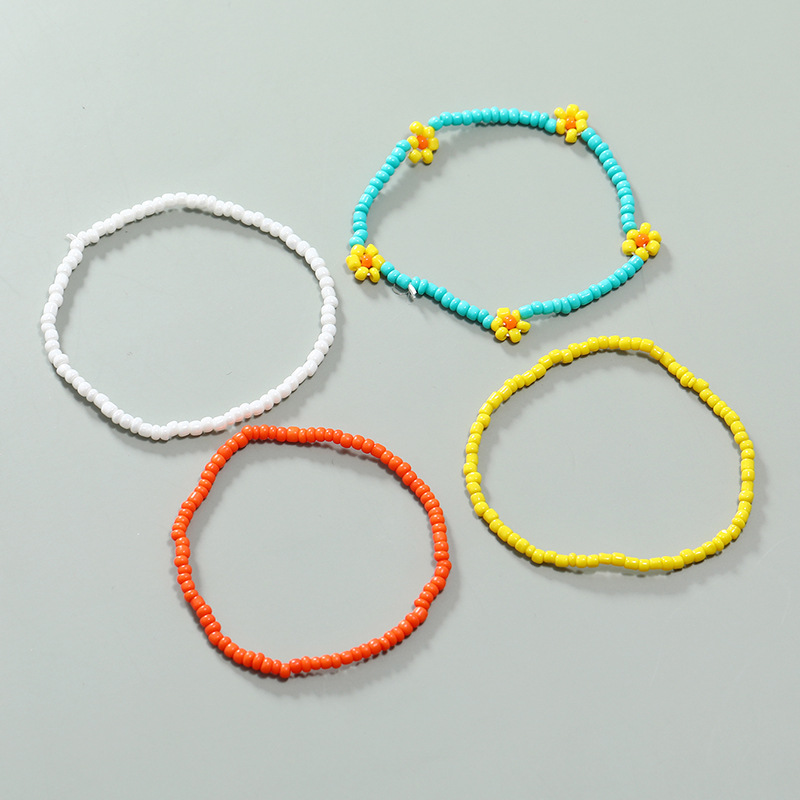 Flower Candy Color Rice Bead Simple Bracelet 4-piece Set Wholesale Jewelry Nihaojewelry display picture 3