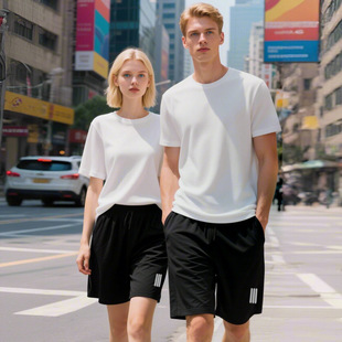 Summer Men and Women Couple Sports Short-Sleeved Shorts Suit Thin Quick-Drying Casual Running Fitness Casual Two-Piece Set
