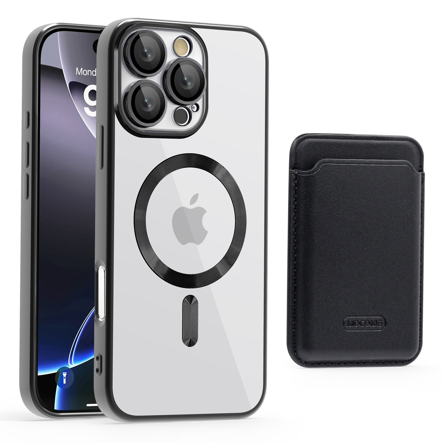 Gold Shield CD Magnetic Case + Card Bag para iPhone16 Apple 15PM Case a prueba de caídas transfronterizas