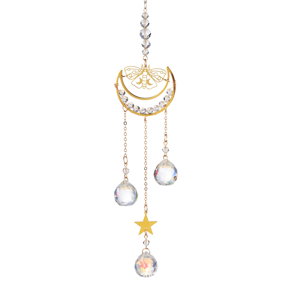Fabricante de origen de Sun Catcher Nuevos productos transfronterizos Decoración de jardín Hermoso colgante Luna Mariposa Moth Sunshine Catcher