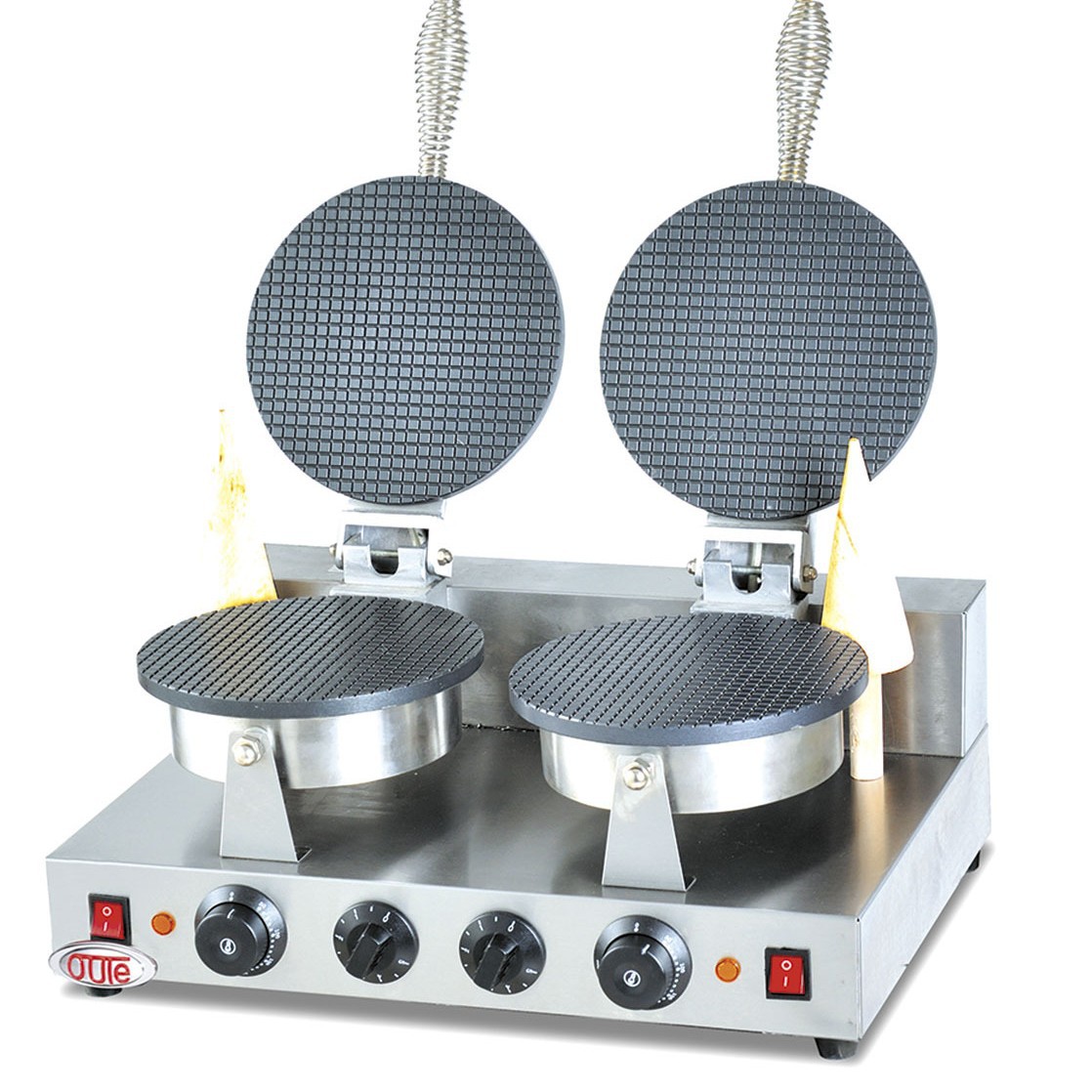 新款上市厂家直销双头雪糕皮机OT-ZU-2甜筒脆皮机欧特小吃系列