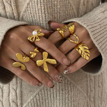 杰鼎欧美不锈钢珍珠戒指高级感小众个性指环钛钢手饰品跨境rings