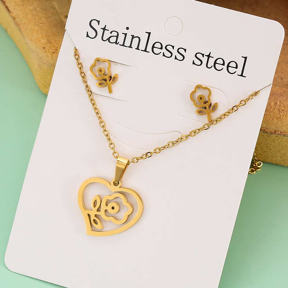 Großhandel Schmuck Einfacher Stil Pentagramm Auge Schmetterling Edelstahl 304 Überzug Schmuck-Set Kabelkette display picture 13