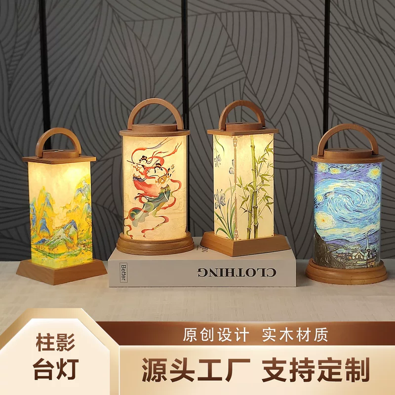 Креативная деревянная настольная лампа для кровати, LED атмосферный ночник, креативный подарок