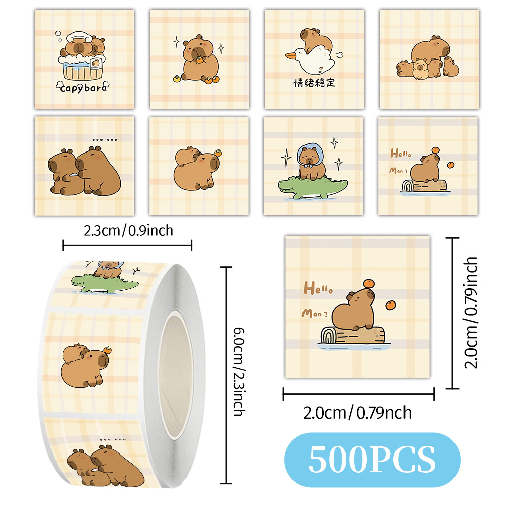 Cartoon animado pegatinas rodantes pegatinas seguras para niños no tóxicas materiales de contabilidad de mano decoración de caja de teléfono celular sellado cinta adhesiva