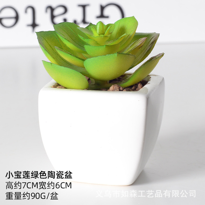 Simulación de cerámica bonsai de carne doméstica decoración de escritorio de oficina plantación verde maceta props de disparo maceta combinada artificial image 48