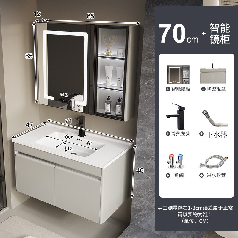 Baño colgado en la pared tipo lavado de cara lavado de manos tipo pequeño hogar todo en una bañera cerámica gabinete de baño de acero inoxidable combinación de lavabo de placa de roca