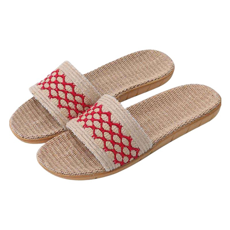 麻素材の室内用スリッパ、木製床用、カップル向け、滑り止め、厚底、家庭用サンダル、男性用、卸売、親子用、通気性