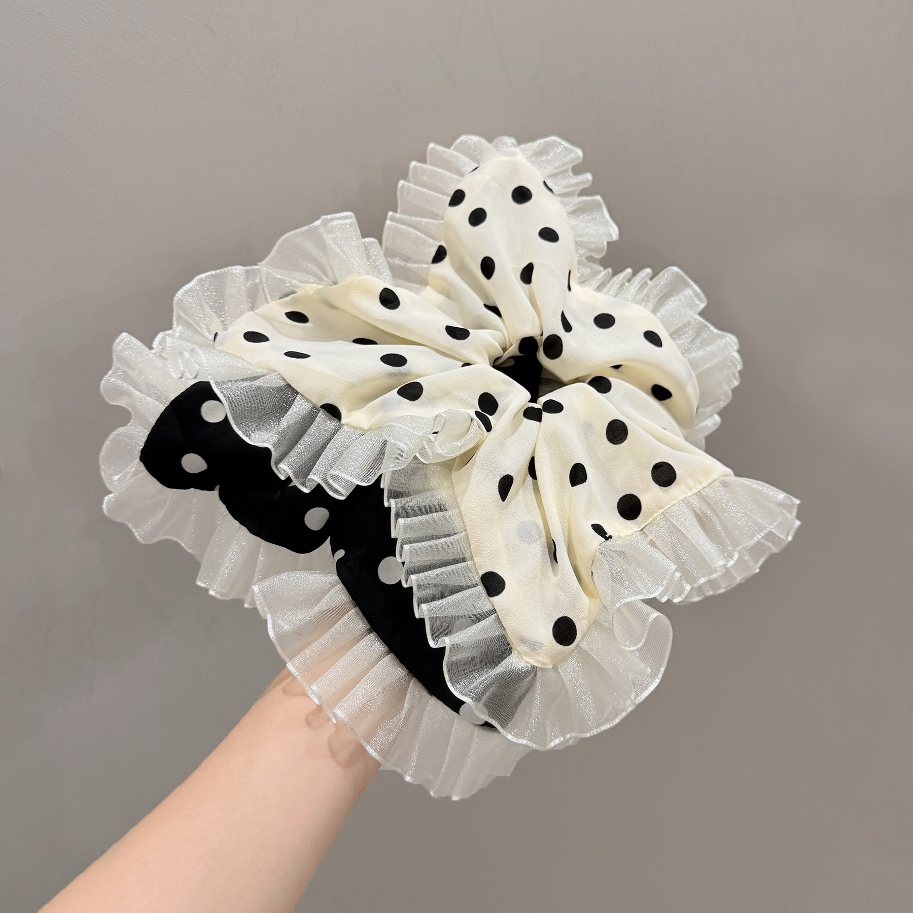 Polka Dot Hair Scrunchie Scarf Hair Accessory For Ponytails_voghion.com