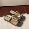 Black - square buckle flip flops [counter model]