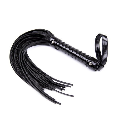 Adult sex products black leather whip shiny leather fun handle training game whip Amazon wholesale