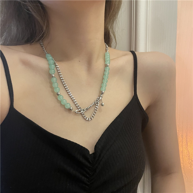 Wholesale Jewelry Green Aventurine Beaded Double Layer Necklace Nihaojewelry display picture 1