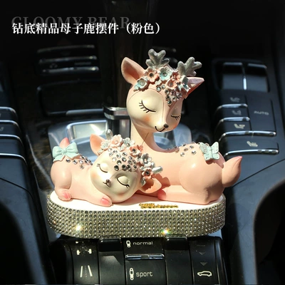 Car Fragrance, Dashboard Ornament, Premium Interior – Car ornaments - pink-mother-and-child-deer-with-diamond-bottom