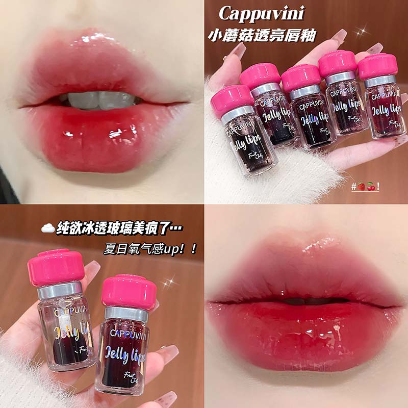 Capovini hongos esmalte labial transparente, espejo transparente de agua, blanqueamiento de cubierta de marca labial, maquillaje, lápiz labial transfronterizo