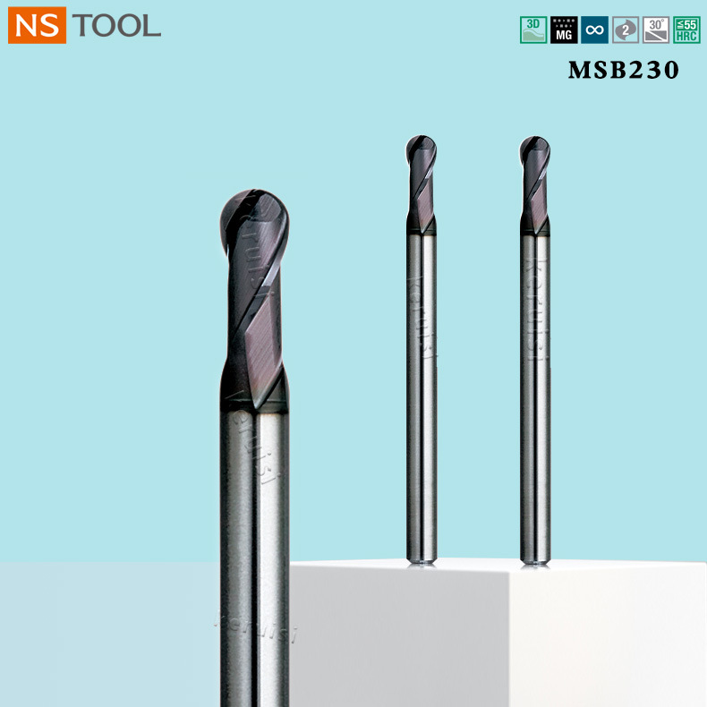 2刃球头铣刀 55°淬火钢用球刀R0.05-R10立铣刀圆头铣刀 NS TOOL