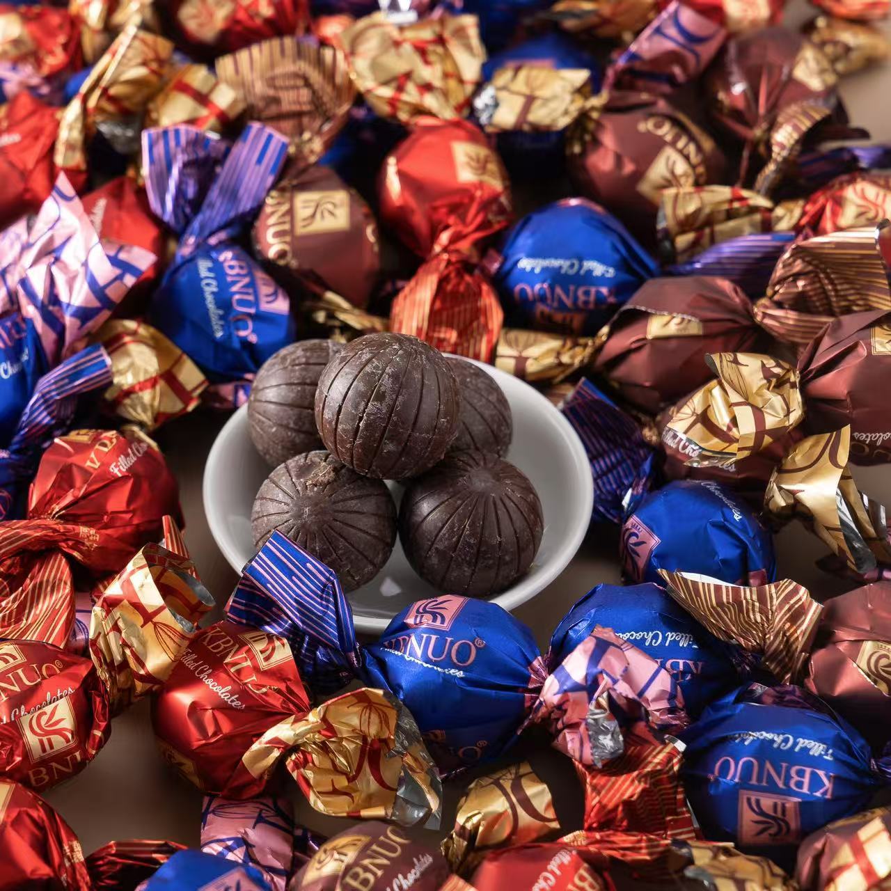 可诺双扭球形巧克力结婚婚庆喜糖果批发年货解馋小零食(代可可脂)