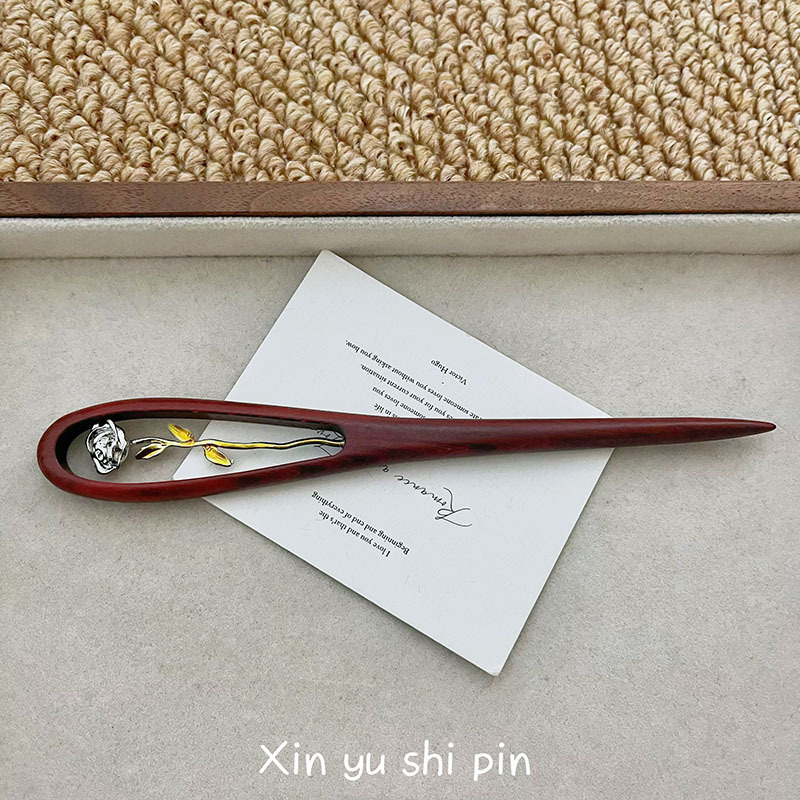 新中式复古玫瑰花发簪旗袍马面裙盘发器民族风气质百搭高级感发饰|undefined
